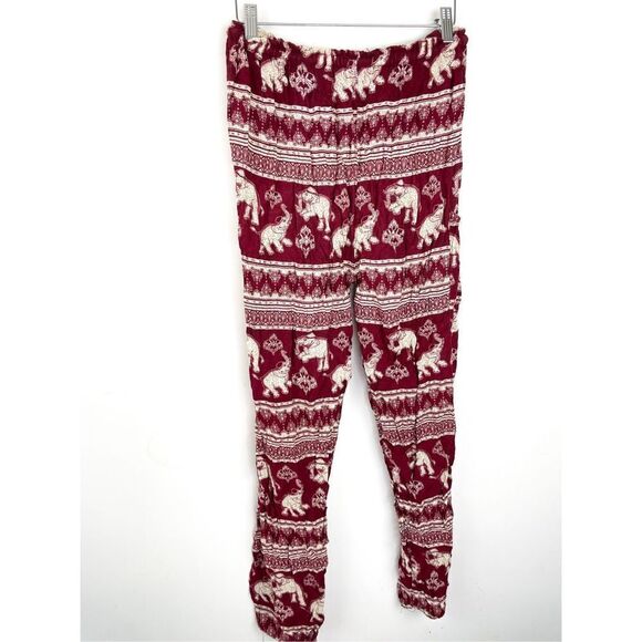 Thailand Elephant Print Red Cotton Harem Pants‎ - Picture 6 of 6